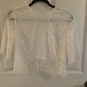 White lace crop top